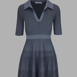 Jonathan Simkhai Slate Blue Ribbed Polo Midi Dress